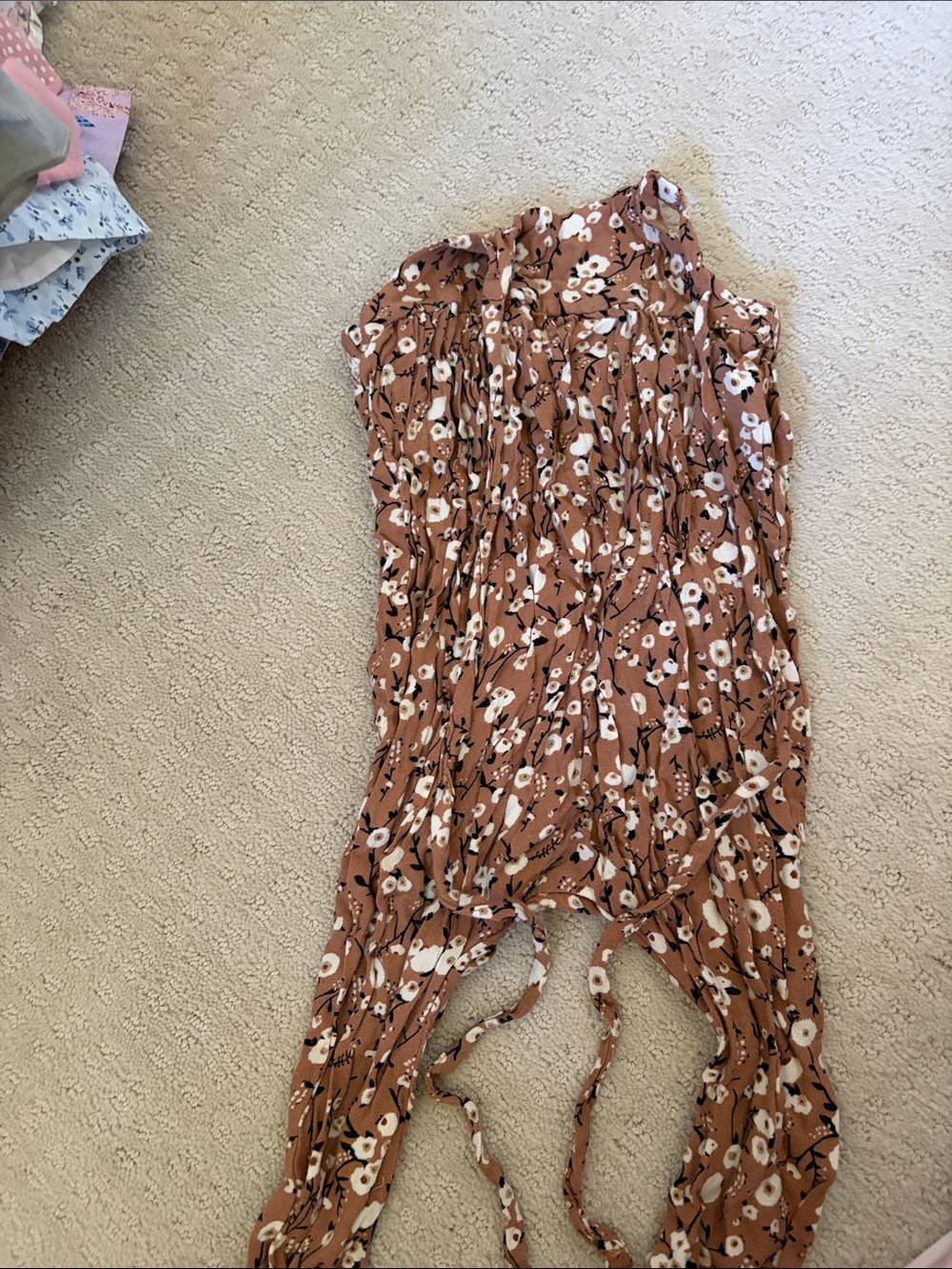 Women’s Floral Smocked Jumpsuit in Rust